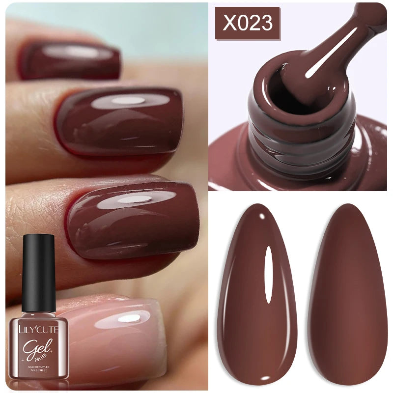 LILYCUTE Nude Crystal Rubber Base Gel Nail Polish Natural Color Semi Permanent UV Gel Soak Off Self Leveling Nail Gel Varnishes