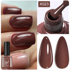 LILYCUTE Nude Crystal Rubber Base Gel Nail Polish Natural Color Semi Permanent UV Gel Soak Off Self Leveling Nail Gel Varnishes