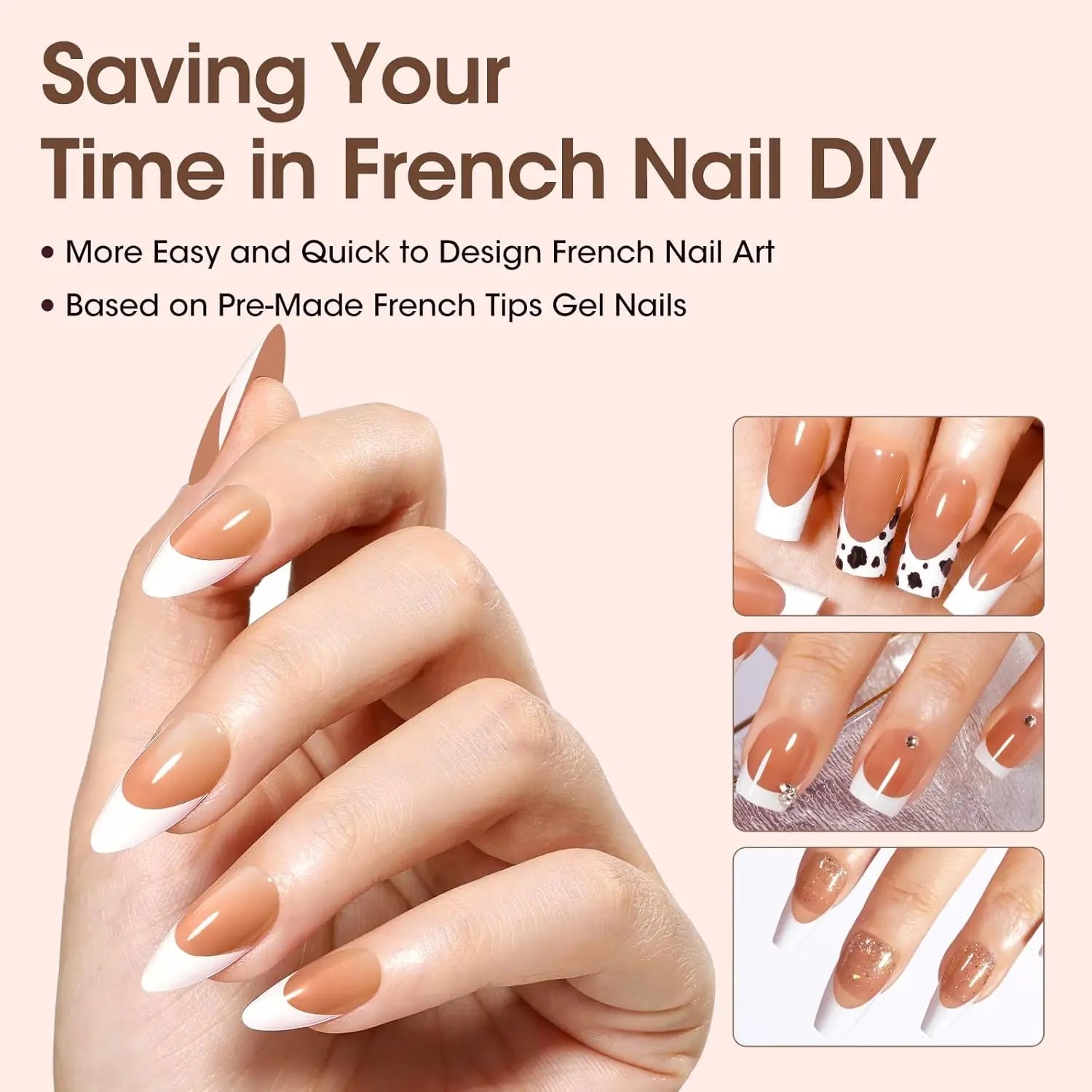 GELLEN Press on Nails for Women 150PCS Almond Shaped False Nails Medium Length Soft Gel Tips Natural Looking Nail Art