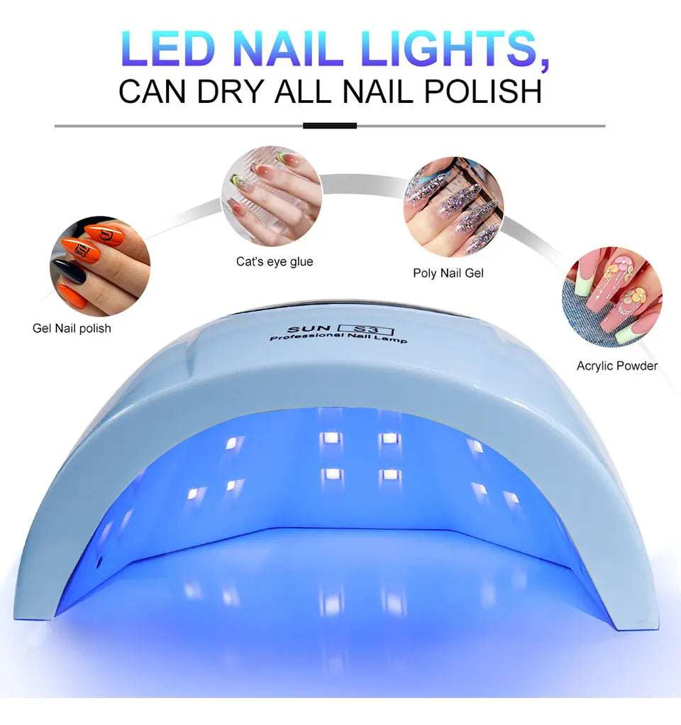 UV LED Nail Lamp Professional Gel Polishing Nail Light 24 LED Nail Art Quick Dryer for Nail Gel Curing Nail Salon Tool
