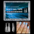 Luxury False Nail Tips Soft Gel Fingertip Semi-matte Capsules Almond French Coffin Full Cover Artificial Fake Nails Extension