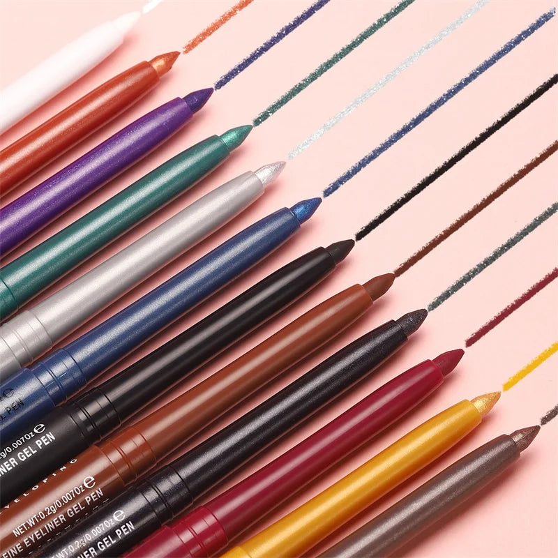 Waterproof Eyeliner Gel Pencil Gold Brown Lying Silkworm Pen Soft Easy Wear High Pigment Matte Eyeliner Lasting Shiny Eye Makeup