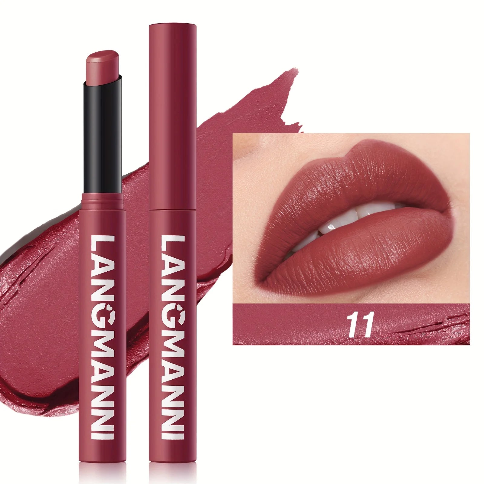Highly Pigmented Long-Lasting Matte Lipstick Crayon - Available In Berry, Coral, Pink, And Red Shades