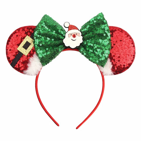 Disney Mickey 3.3"Velvet Ears Headband For Girls Soft Bow Hairband Halloween Festival Party Christmas DIY Hair Accessories