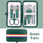 9-19pcs/set Nail Cutter Set Stainless Steel Nail Clippers Set With Folding Bag Manicure Kits Scissors Makeup Beauty Tool