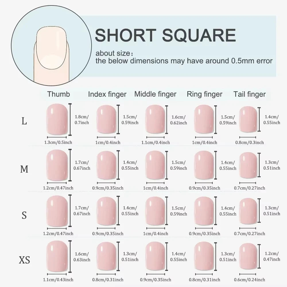 10pcs Handmade Press on Nails Short Square Watermelon Star-Moon  Full Coverage Nail Tips for Women&Girl Removable Wearable nail