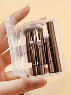 6Pcs Mini Travel Eyeshadow Makeup Brushes Set Portable Small Eye Shadow Blending Concealer Brush With Storage Case For Daily Makeup
