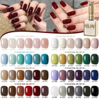 XEIJAYI 6Pcs 15ML Jelly Ice Transparent Nude Green Blue Green And Colorful And Pure Gel Nail Polish Set Peelable UV LED Gel Poli