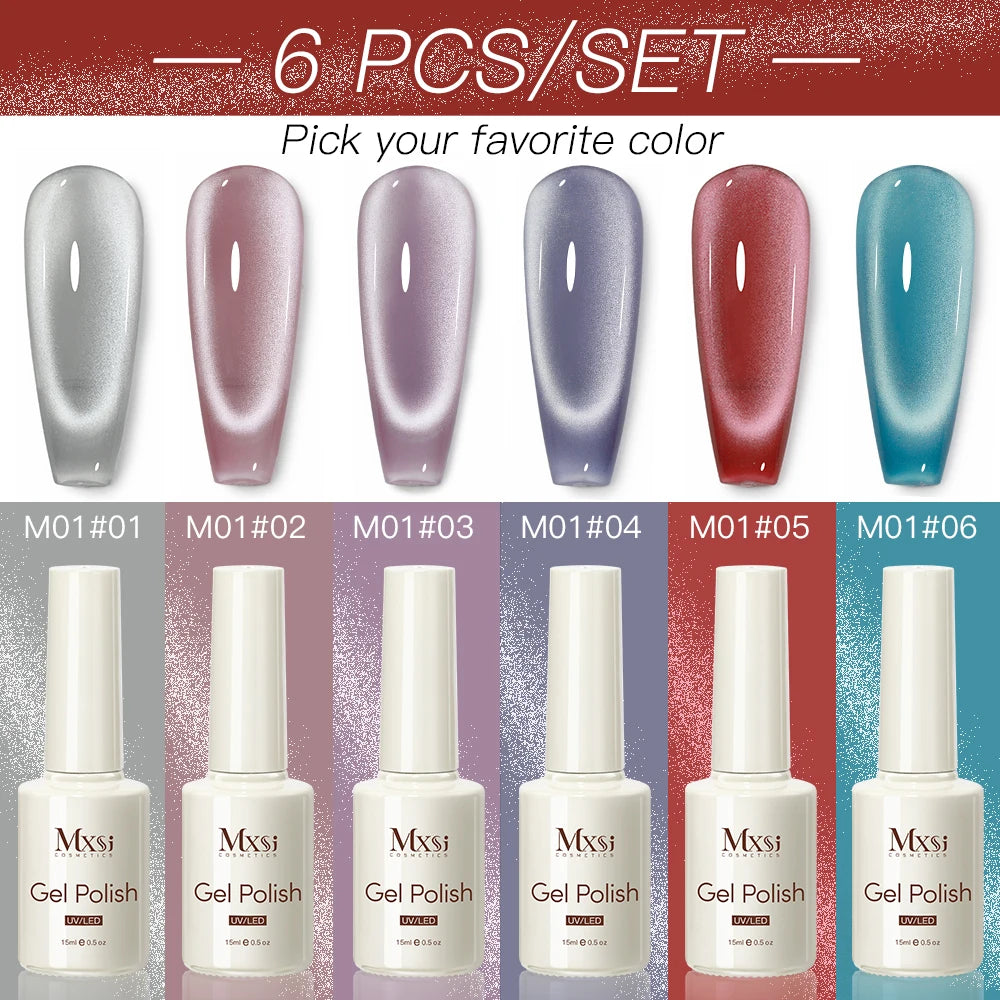 Magnetic Cat Eye Gel Nail Polish Set Red Pink UV Soak Off Gel Varnish Crystal 15ml Cat Eye Gel Lacquer Art Nails With Display