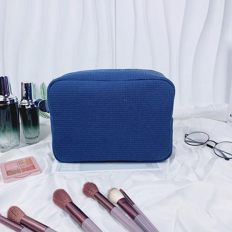 New Waffle Cosmetic Bag, Personalized Monogrammed Toiletry Bag, Embroidered Make Up Bag,Bridesmaid Makeup Bag, Wedding Gifts