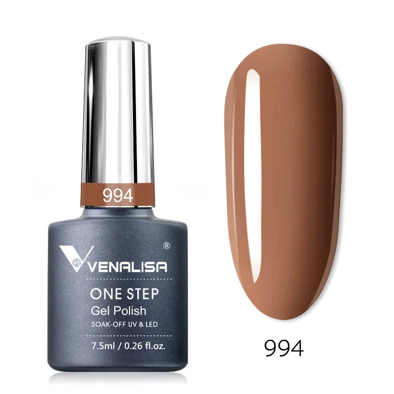 3 in 1 VENALISA  One Step Nail Gel Polish Full Coverage Gorgeous Color Soak off UV LED Nail Gel Varnish Nail Art Salon Lacquer