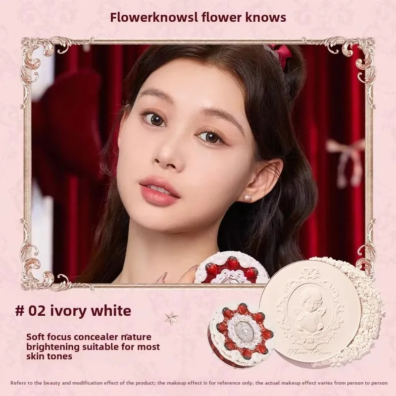 Makeup Professionnelle Flower Knows Moonlight Mermaid Matte Soft Compact Powder Oil Control Waterproof Face Powder