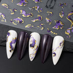 Nails Stickers Purple Blue Brown Ink Design Decals Gold Decorations Art Self-Adhesive Holographic Gel Slider Manicure Supplies