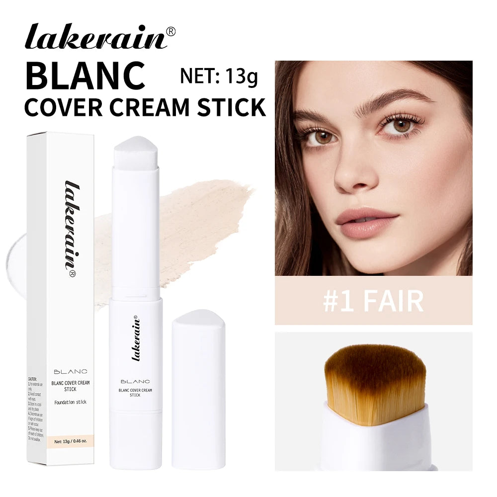 Waterproof Blanc Cover Cream Stick Dual-ended Design Creamy Texture Concealer Foundation Buildable Coverage Face Base Makeup