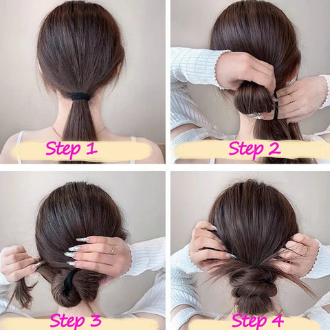 Long Wavy Synthetic Self-Winding Ponytail Hair Extensions With Elastic Rubber Band Braided Hair Bundle For Women Increase Hair