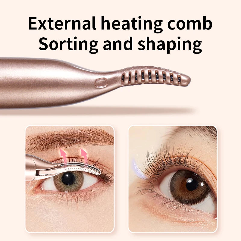 2026 New Electric Eyelash Curler 2-in-1 Dual Head USB Heated Lash Curling Iron Eyebrow Trimmer Beauty Tool for Home Travel