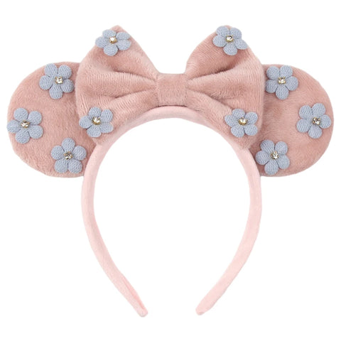 Disney Mickey 3.3"Velvet Ears Headband For Girls Soft Bow Hairband Halloween Festival Party Christmas DIY Hair Accessories