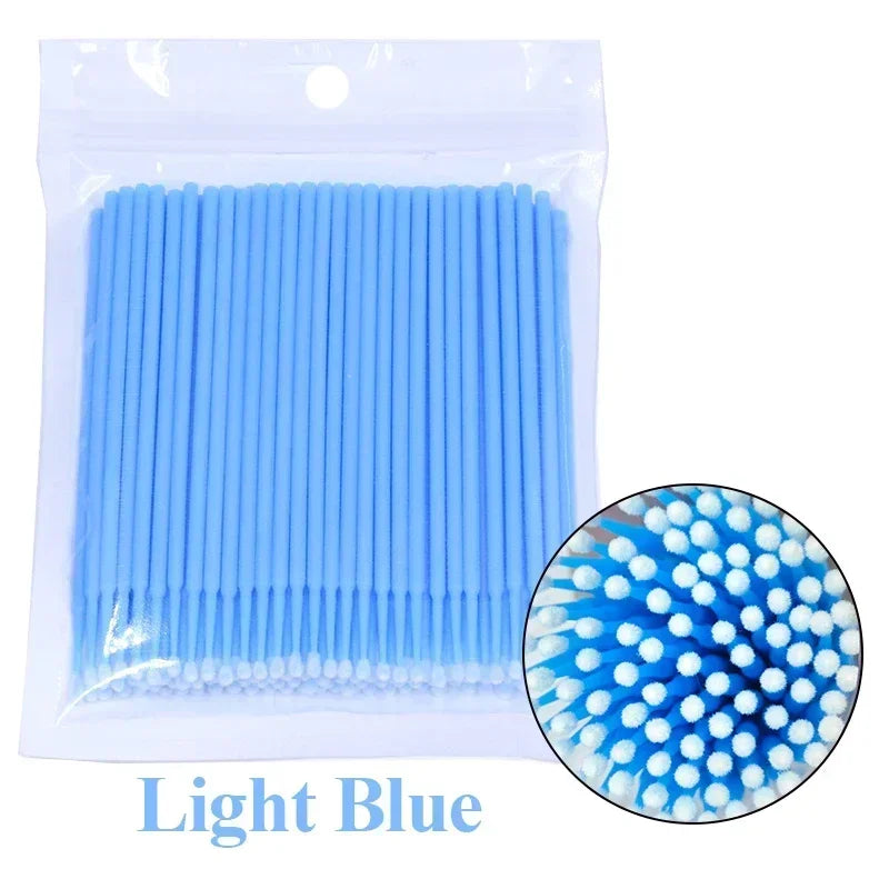 Brush Lash Extension 100Pcs Eyelash Cleaning Micro Cotton Swab Individual Eyelashes Microbrush Beauty Makeup Clean Remover Tools