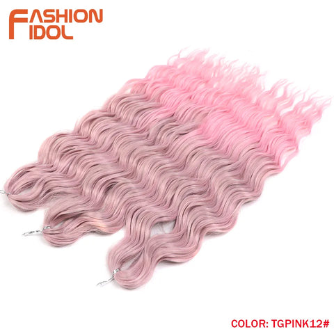 Anna Hair Synthetic Loose Deep Wave Braiding Hair Extensions 24 Inch Water Wave Braid Hair Ombre Blonde Twist Crochet Curly Hair