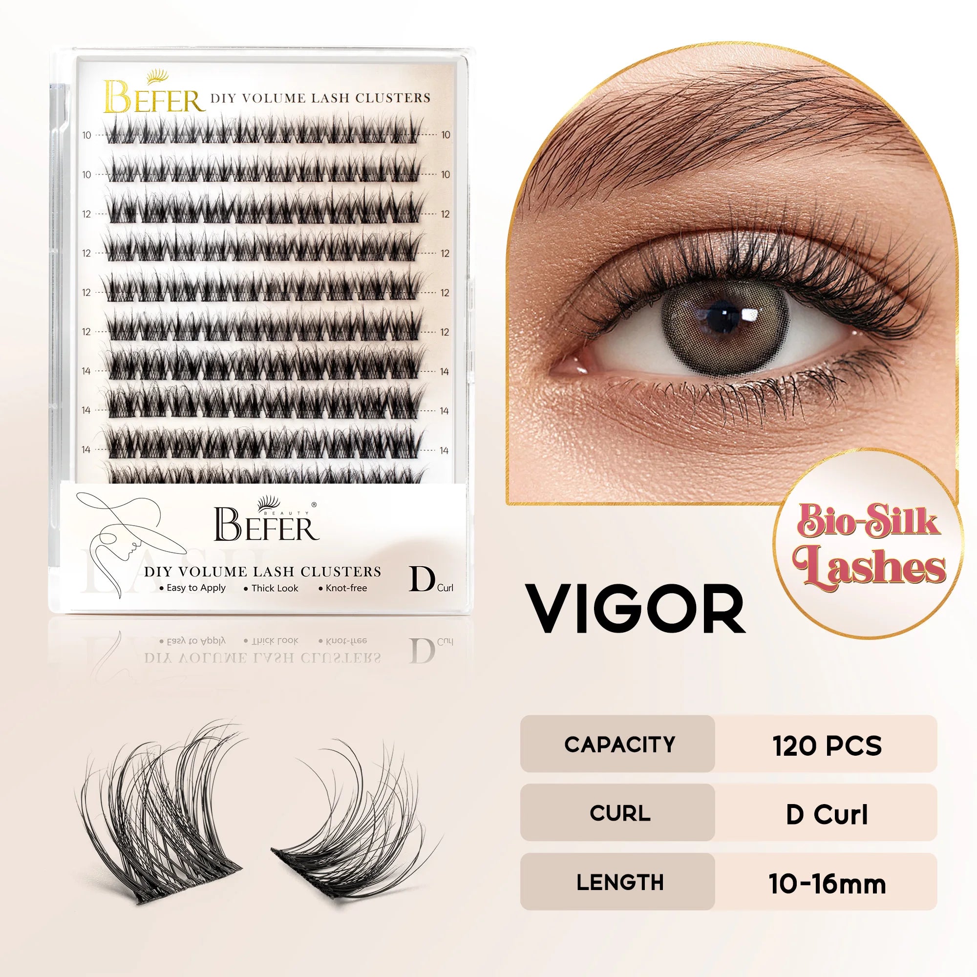 Befer 144pcs Lash Clusters 3D Natural Fluffy Cluster Lashes DIY Lash Extension 10-16mm Hight Quality Soft Super Thin Band Makeup