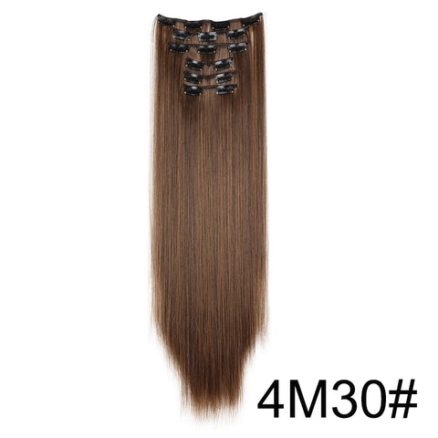 WIGSIN Synthetic 6pcs/set Long Straight Clip-in Hair Extension Invisible Seamless Extension Black Brown Hairpiece for Women