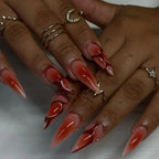 Exaggerate Punk Extra Long Pointed Fake Nails Art Dark Y2K Black Spider Centipede Rhinestone False Nail Press on Nails Manicure