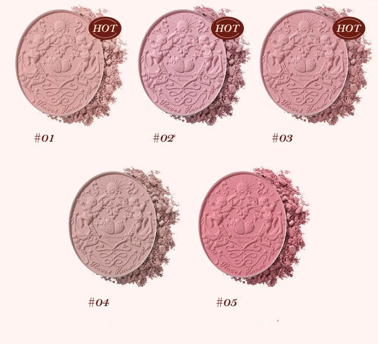 Flower Knows Strawberry Rococo Series Embossed Blush Fine Powder Makeup Smooth Long-Lasting Blusher Face Enhancing Makeup Color