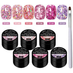 7pcs Glitter Sequins Gel Nail Polish Set Pink Silver Laser Glitter Semi Permanent Soak Off UV Gel Varnish Manicure Nail Supplies