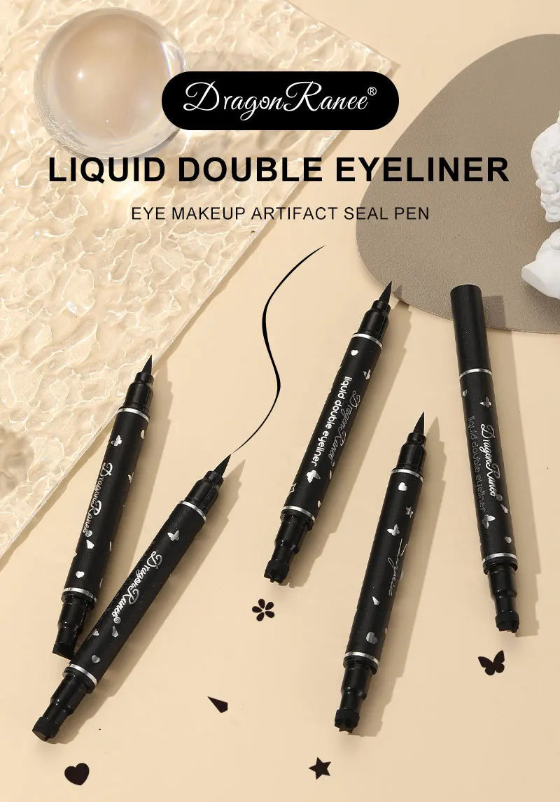 Black Eyeliner Stamp Triangle Dual-ended Liquid Eyeliner Waterproof Sweat-proof Quick Dry Eyeliner Makeup Seal Tool Cosmetics