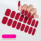 16Tips French Black Semi-Cured Nail Stickers With Glitter Long-Lasting UV Gel Nail Polish Wraps Full Cover Nail Art Decals Patch