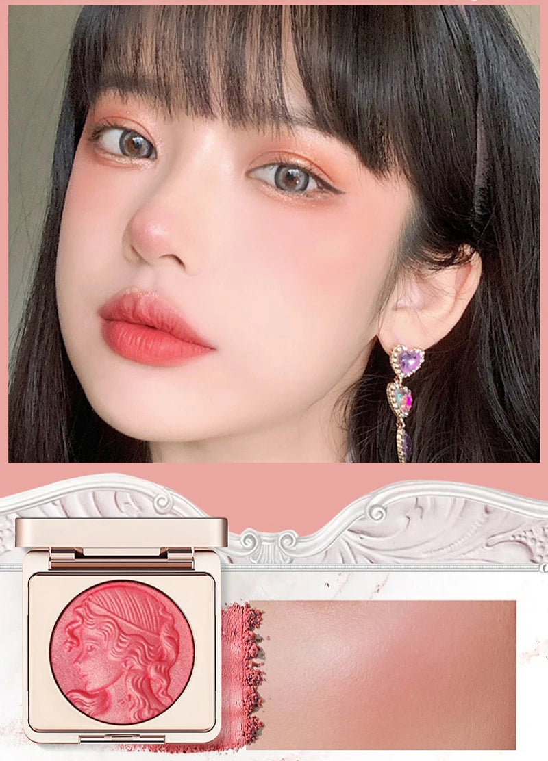 3D Orange Highlighter Embossed Blush Palette Long-Lasting Shimmer Powder Pink Coral Rouged For Cheeks Eyes Smooth Cosmetics