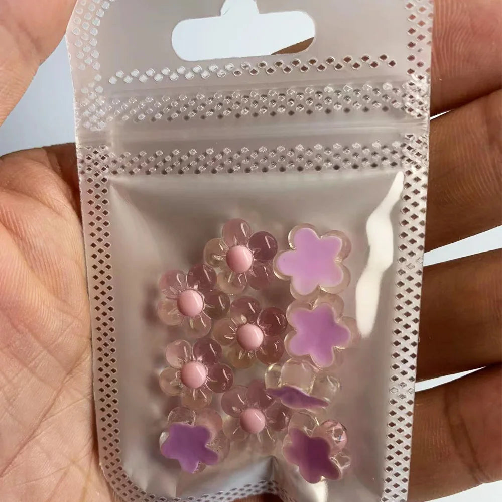 10Pcs Pink Gold Bear Nail Charms Japanese Cartoon Jewelry Nails Art Decoration 3D Rabbit Bear Manicure Accessories For Girl Lady