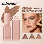 Lakerain Bronzer Cream Stick 3D Makeup Effect Improve Fine Lines Brightening & Grooming 2 IN 1 Bronzer Cream for All Skin Types
