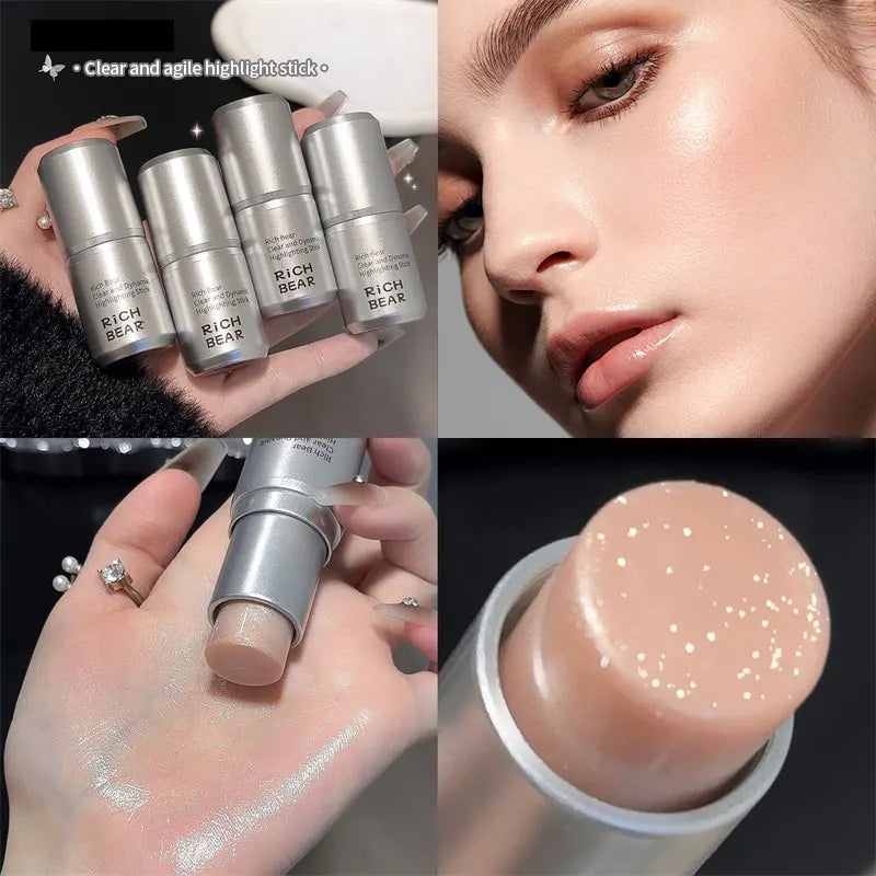 Wet and shiny! Highlighter stick brightens the eyes and contours the eyes with pearlescent silkworms to create a natural and thr