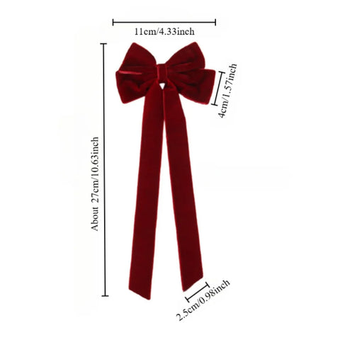 Velvet Hair Clip for Women Elegant Handmade Black Red Green Double Bows Barrette Pin Long Tassel Hair Accessories Christmas Gift