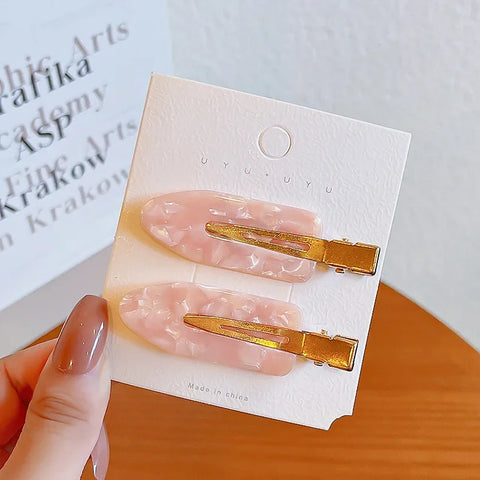 2/4pcs Simple Sakura Pink Seamless Hair Clip Women Acetate Sheet No Bend Bangs Clip Duckbill Clip Hairpins Hair Styling Tool