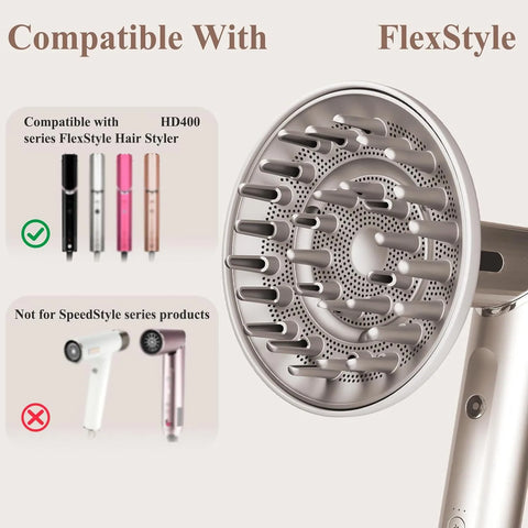 Upgraded Bigger Diffuser Attachment for FlexStyle Hair Dryer, Faster Drying Enhances Natural Curls, Styling Tool for Wavy Curly