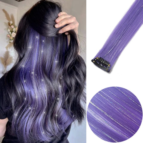 Clip in Hair Extensions Colored Party Highlights 22 inches 6pcs/pack Multi-colors Straight Hair Synthetic Hairpieces Royal Blue
