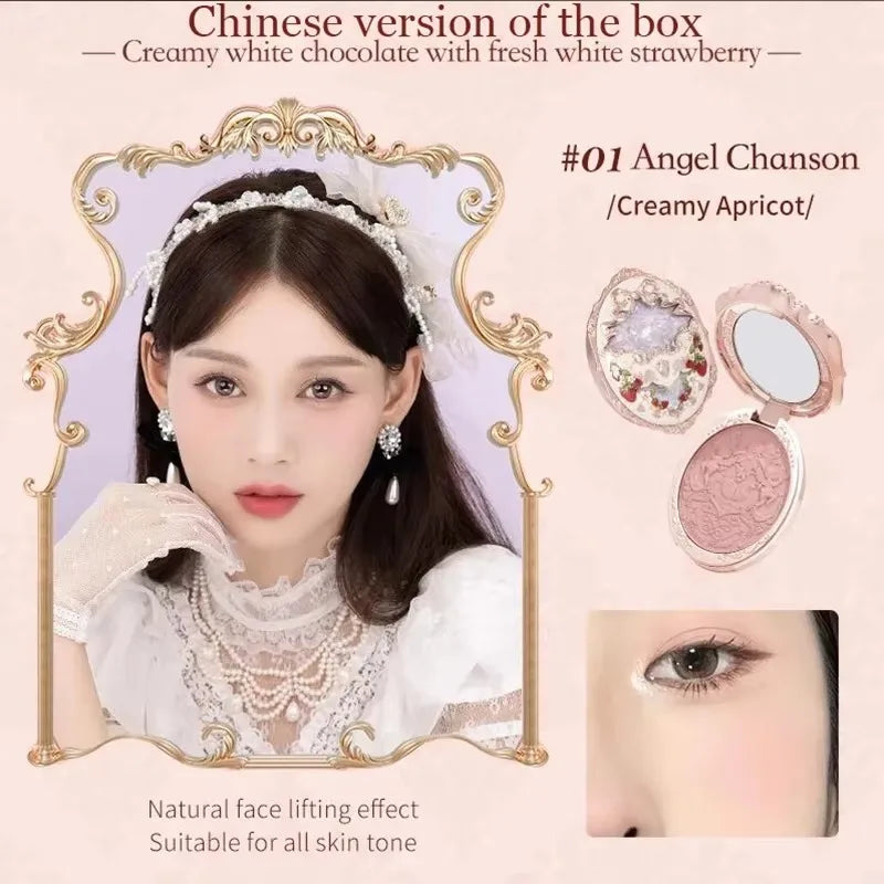 Flower Knows Strawberry Rococo Series Embossed Blush Fine Powder Makeup Smooth Long-Lasting Blusher Face Enhancing Makeup Color
