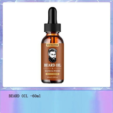 Organic Beard Growth Oil & Sandalwood Balm 1/2/4 Set-24H Nourishing, No Flakes, Men's Grooming Kit with Argan Oil & Vitamin E