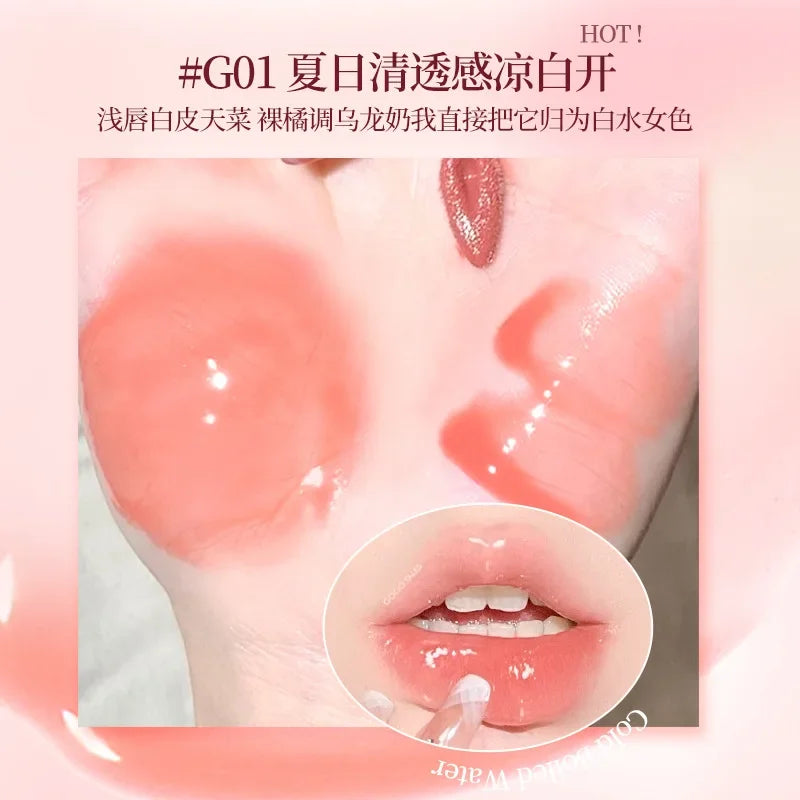 GOGO TALES Lip Essence Lip Plumper Gloss Jelly Lip Glaze Non-stick Lip Tint Lasting Cosmetic Moisturizing Liquid Lipstick Makeup