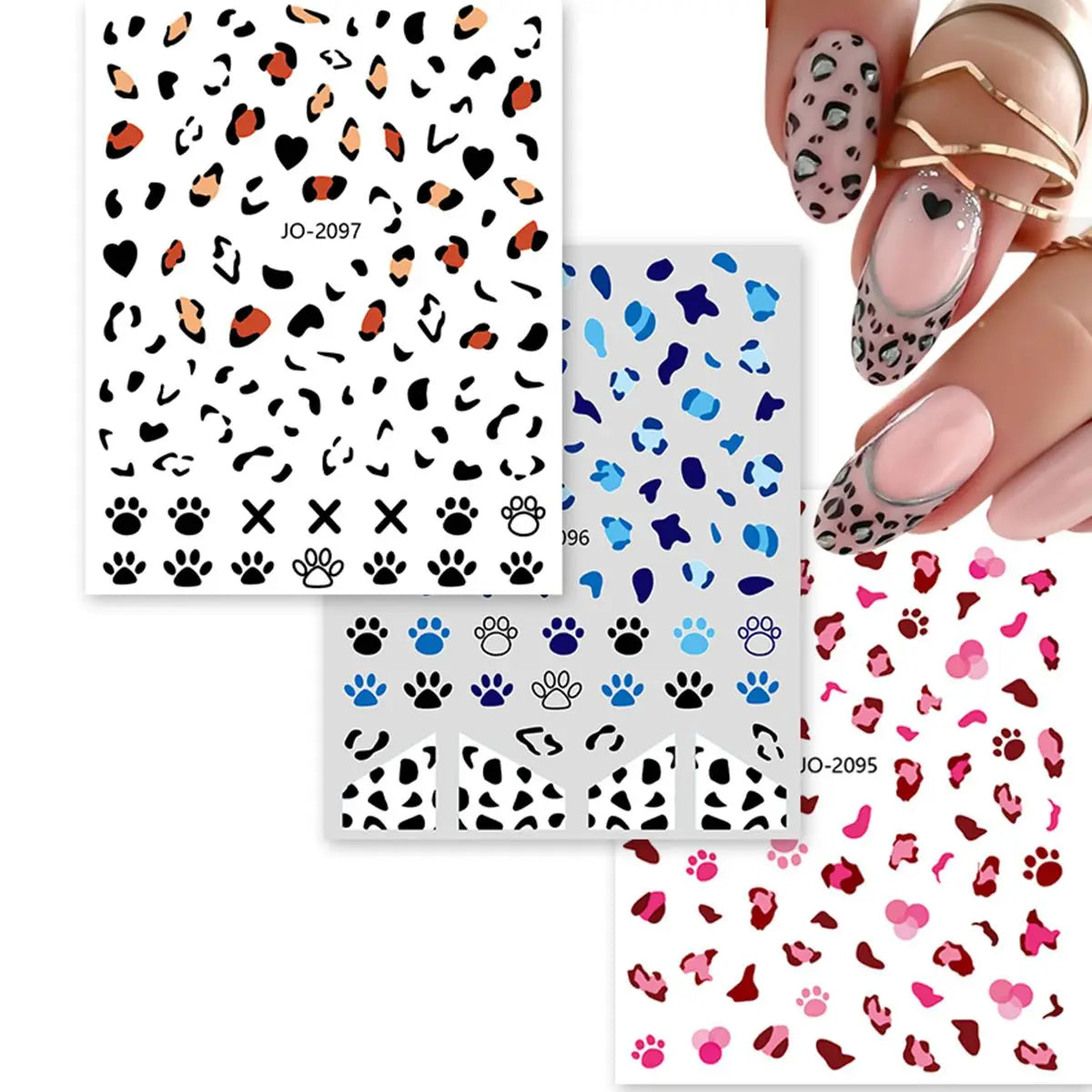 3/6/12 Sheets Leopard Nail Art Stickers Set – Self-Adhesive Animal Nail Decals for DIY Manicure, Cheetah Paw Nail Decorations