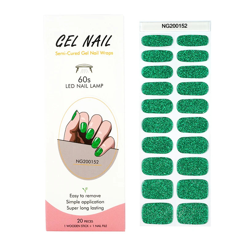 Leopard Semi-Cured Gel Nail Strips Simple Transparent Color Adhesive Long Lasting Gel Nail Stickers Harden In UV Lamp Need