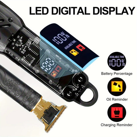 Hair Clipper Kit 2pcs, USB rechargeable cordless beard trimmer and edger barber hair clipper set with LED display, BEST Gift