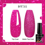 MEET ACROSS 7ml Red Blue Green Metallic Gel Nail Polish Super Bright Mirror Effect Semi Permanent LED UV Gel Nail Art Varnish