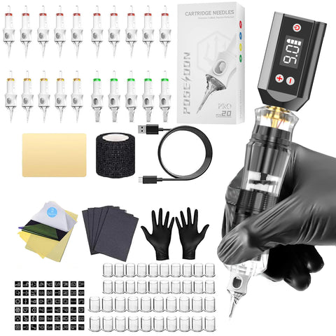 Tattoo Kit POSEIDON V6 New Tattoo Pen Kit For Permanent Makeup Tattoo Machine Kit transparently Tattoo Power Supply Tattoo Kit