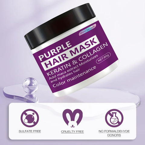 80g Color Locking Moisturizing Hair Mask - Deep Moisturizing, Helps Reinforced Frizz and Split Ends - Remove Yellow Blended Brass Color, Helps Hair and Maintains Natural Texture and Glossy