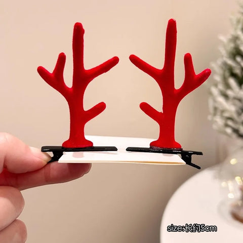 Christmas Hair Accessories 1Pair Cute Cartoon Antler Hair Clips For Women Girls Lovely Hair Ornament Hairpins Barrettes Hairgrip