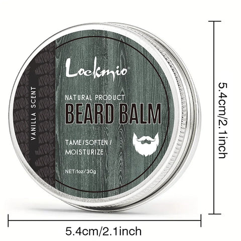Lockmio Natural Beard Balm Wax Vanilla Scent Tame Soften Moisturize Thickens Styles Smooth Beard Care Cream For Gentlemen