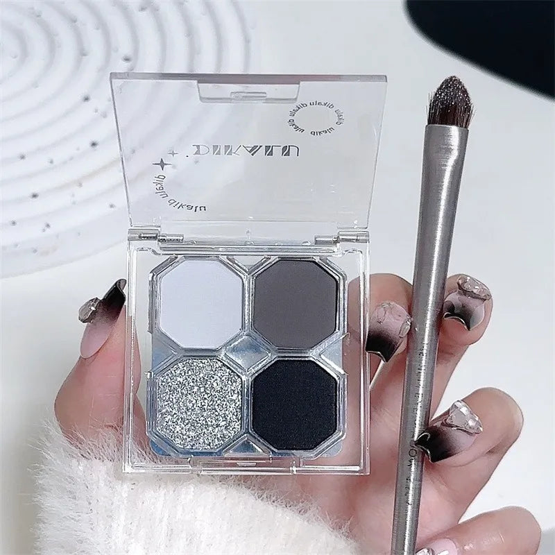 Black Light Star 4-color Eye Shadow Plate Smoky Makeup Dark Black Dark Cement Plate Cross-border Brightening Makeup Cosmetics